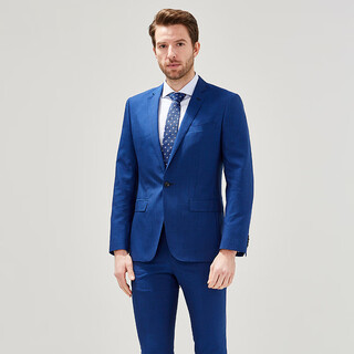Jijia pure wool men's suit top slim business casual professional solid color suit wool blue openable cufflinks 175a suit top