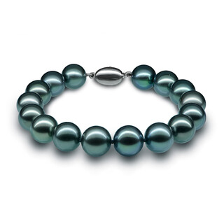Fat donglai same style tahitian black pearl bracelet mother-of-pearl nanyang seawater 925 silver men and women couple bracelet 12mm
