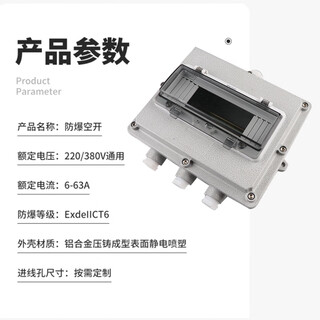 Explosion-proof air switch box waterproof and dustproof 220/380v63a3p leakage circuit breaker distribution box switch empty box 380v (2*3p63a) 4p empty box