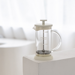 Mavo snow white french press coffee pot for making coffee household small tea filter filter 350ml-1-2 persons (obsidian black)