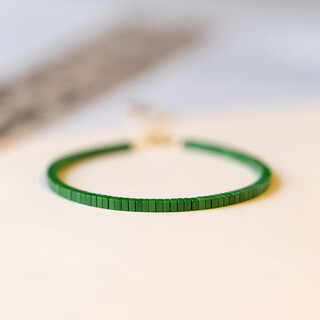 Fat donglai's same malachite bracelet, optimized raw stone green bracelet for women, very fine single circle small jade bracelet, moss green - extension chain suitable for hand circumference 14~18cm