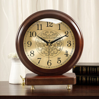 Hanshi (hense) european wooden retro table clock creative pendulum clock living room home desktop clock simple sitting clock hd275 metal dial (quartz movement)