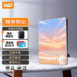 西部数据（WD）移动硬盘 My Passport随行版 2.5英寸机械硬盘兼容Mac个性企业定制 手机电脑外接硬盘 云景天章 2TB