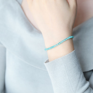 Tingbai daimeng neon blue apatite bracelet women's 18k gold colorful beaded bracelet jewelry as a family gift 3-4mm/apatite bracelet 16cm