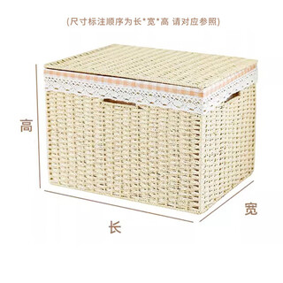 Sorachi lattice cabinet woven storage basket household imitation rattan storage box storage box cabinet clothing and sundries organizing storage box beige with lid and lining 38*26*24 foldable