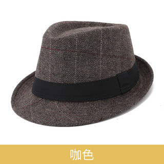 Baijichuan men's top hat spring and autumn elderly hat men's and winter fashion british autumn and winter jazz hat for middle-aged and elderly warm dad hat plaid brown s(55-56cm)
