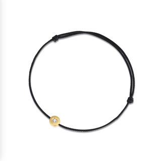 Erli 18k gold round diamond small red rope bubble diamond single diamond one stone in life black rope salsa black gold-bracelet (5 points diamond)