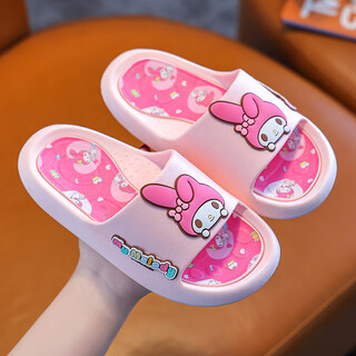 Sanrio sanrio children's slippers cartoon cute summer home indoor slippers kuromi girls non-slip parent-child slippers 2808 pink melody size 34/35 inner length 21.5 cm