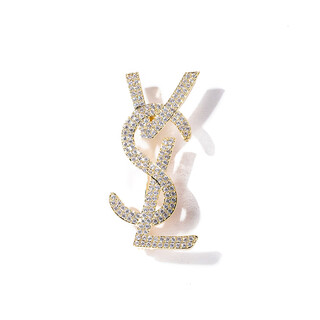 Zhongyi suitable for yang shulin brooch, high-end women's 2024 new gold letter logo small fragrance style suit, gold small size (4.5*2.5cm) a054