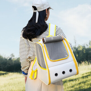 Bo naling cat bag cat cage outing large breathable shoulder portable fashion travel pet outing bag cat bag shoulder pet backpack beige