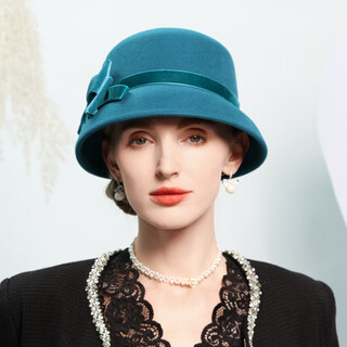Ee autumn and winter new elegant bow woolen hat british retro banquet decoration hat dark green adjustable (53-57)