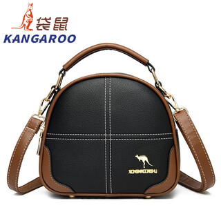 Kangaroo (kangaroo) 2025 summer soft leather fashionable simple one-shoulder crossbody portable women's small round bag black