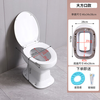 旱坐便老年孕妇专用旱厕免冲水蹲便改坐便器出租房马桶农村 大方口缓降盖板 其他/other