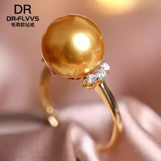 Dr-flvvs fat donglai quality south sea gold pearl ring south sea thick gold beads simple and elegant natural sea water 18k gold diamond gold pearl 12mm