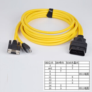 Car obd male to 6 db9 female interfaces serial rs232 diagnostic tool gateway cable ethernet cable 3.5 meters