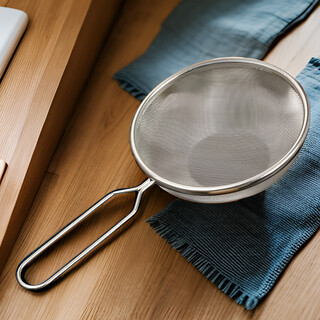 Qinkai stainless steel colander filter household traditional chinese medicine baking net kitchen fish soup fish bone filter sieve handheld flour sieve 15cm colander - simple style