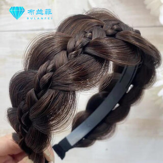 Xinheming covers white hair hairband wide hairband reveals hair multiple broadsides twist fish stock braid wig women's hair cover hairpin dark brown