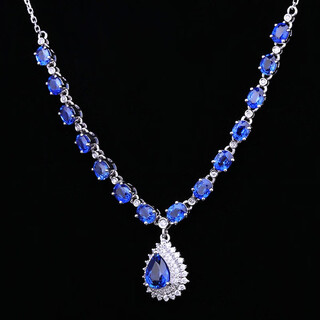 Musi custom-made 7.01 carat sapphire necklace 18k gold set with diamonds party high picture color
