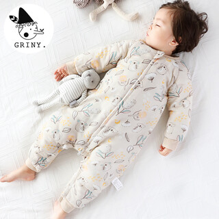 Griny baby sleeping bag autumn and winter baby gauze children's split-legged mulberry silk spring and autumn quilted warm anti-kicking quilt koala light core thin quilted 80 (s size, recommended height below 85cm)