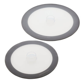 Rachael ray silicone suction cup lid 2-piece set, dark gray multi-functional kitchen sealing lid