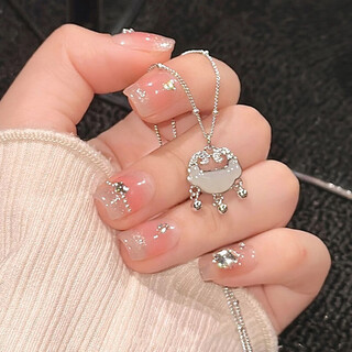 Vtl hotan jade safe lock sterling silver necklace women's silver pendant pure silver birthday valentine's day christmas gift hotan jade silver necklace gift box + certificate