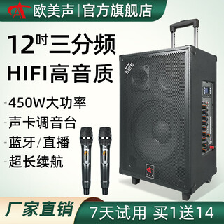 European and american professional performance high-end outdoor audio for karaoke square dance singing portable mobile drawbar audio with microphone bluetooth professional three-way high-power speaker 263 drawbar 12-inch subwoofer 450w power 1* wireless microphone 1* lavalier microphone + spree