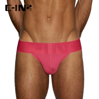 C-in2 summer new men's thong combed cotton low-waist butt-raising u-convex sexy butt-exposing double thong 4025rt rose red 667- 1 pair m suitable for 2'4-2'5 waist (31-33 size)