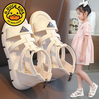 G.duck children's roman shoes girls sandals summer 2024 new fashion sports princess shoes for big children and little girls shoes off-white h038 31 inner length 19.3 cm