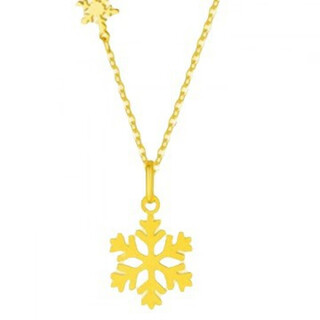 Huobei au999 pure gold-wrapped silver necklace for women, gold sparkling small snowflake pendant, niche gift for girlfriend's birthday, snowflake+s925 necklace