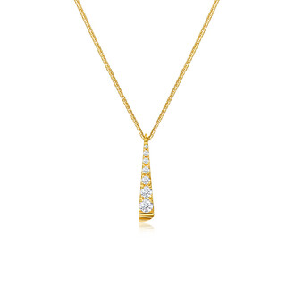 Nanzhi baitier high-end minimalist light luxury 18k gold real diamond word pendant necklace women's color gold clavicle chain 18k gold color ready for shipment, chain length 42+3cm (one item, one certificate)