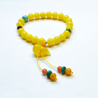 Her generation beeswax bracelet lemon yellow amber beeswax ball bracelet boutique ancient style fulu bracelet 8-9mm beeswax (868928)