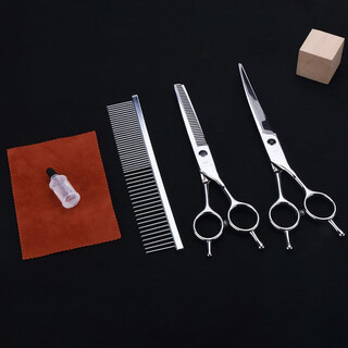 Tanizaki pet scissors 7-inch double-tailed scissors set beauty curved scissors cat and dog universal hair trimming and shearing tool #7 inches teeth + curling + comb + care set