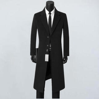 Manxi nan autumn and winter men's windbreaker jacket mid-length coat men's korean slim woolen jacket xu wenqiang cape jacket black m