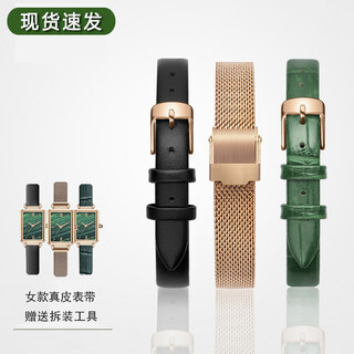 Seure is suitable for lola strap rose small green watch strap women's genuine leather watch strap armani dw thin strap black plain style 10mm