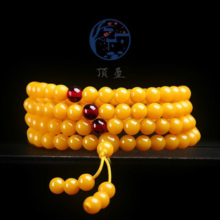 Dingying beeswax bracelet with 108 beads, natural chicken fat yellow old honey multi-ring necklace, blood amber for men and women, 6mm, 108 beads, yellow beeswax