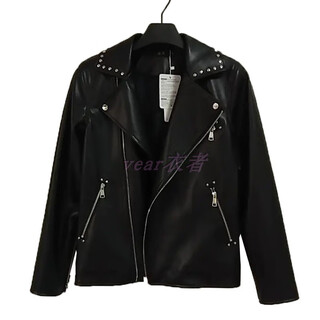 定制男明星款王一博杨洋同款机车绵羊皮衣23秋冬新款加厚皮外套夹 黑色 L