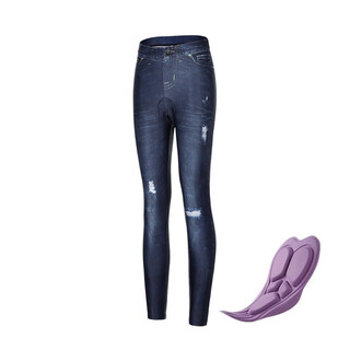 Santic spring and summer casual cycling pants cycling jersey breathable sweat-wicking cycling trousers imitation denim sports pants women's rumba - cushion style l