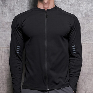 Lutielang cardigan zipper sports jacket men's sports student baseball uniform cycling suit stand collar jacket fitness training black xxl