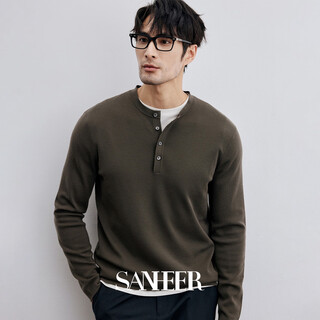 Sanheer yuppie gentleman german southern wool lightweight warm wool henry collar men's thick sweater cardigan daz718 gray green l /50