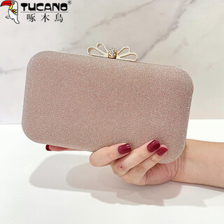 Woodpecker (tucano) chinese valentine's day bag women's 2024 new clutch bag women's dinner wedding bag matching cheongsam dress bag pearl handbag champagne color