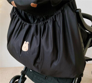 Qianhui ins korean style baby stroller storage bag, outing bottle diaper storage bag, baby walking artifact storage bag, black squirrel hanging bag, size 40*70cm