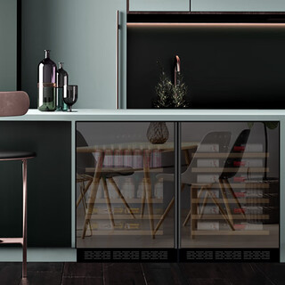 Faseeny 400mm ultra-thin variable frequency embedded red wine cabinet constant temperature wine cabinet built-in wine cabinet bar under counter embedded constant temperature storage cabinet refrigerated beer tea cold drink cabinet mirror door wine cabinet ice bar combination/frequency conversion/defog door 170l