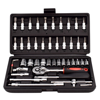 Odu socket tool set 46-piece set 6.3mm series multi-functional extended ratchet hex socket wrench screwdriver set car repair tool box customization