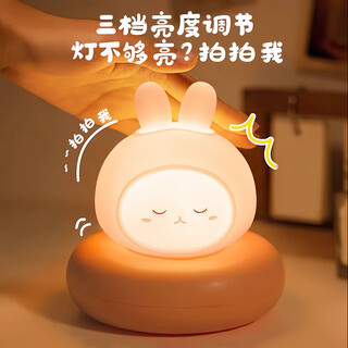 Cambodia-chongqing pat light night light bedside lamp bear bunny birthday gift female atmosphere lamp children's sleeping lamp baby breastfeeding cute bunny - rechargeable model