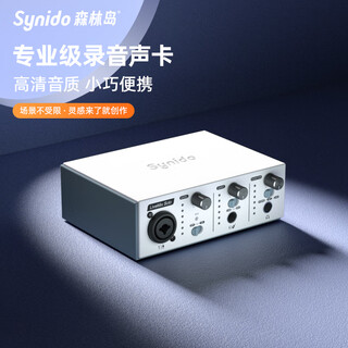Synido forest island mobile phone tablet professional recording sound card livemix solo arrangement dubbing audiobook recording usb interface external standard early adopter-peninsula silver box entry-level recording sound card