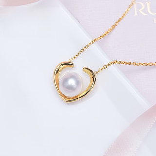Chishe 18k gold love freshwater pearl pendant for girlfriend fashionable simple design jewelry gift 18k gold-