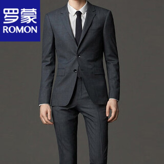 Romon suit men's slim business professional formal work suit groom wedding dress medium gray 34 recommended weight 145-160 jin jin equals 0.5 kg