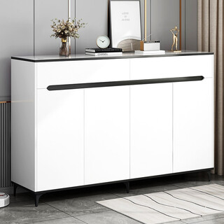 Mo shangsi shoe cabinet light luxury home entrance porch cabinet entrance multi-layer large capacity storage cabinet recommended four doors and two drawers warm white + black 140cm self-installation