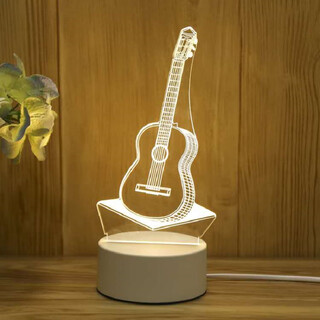 I think i dream creative 3d night light student gift gift bedroom table lamp usb cartoon guitar usb model cold light warm light neutral light