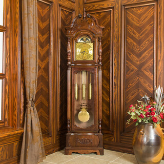 Floor clock, solid wood vertical pendulum clock, retro simple european-style mechanical clock, modern new chinese-style living room time clock, auspicious chestnut color, height 208 cm, width 14 inches